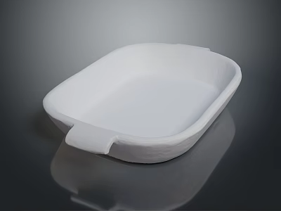 Dinnerware Set With White Ceramic Rectangular Baking Dish And Handles For Kitchen 3d model