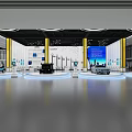Modern Multi Level Parking Garage Interior With Yellow Columns Glass Curtain Walls And Parked Cars