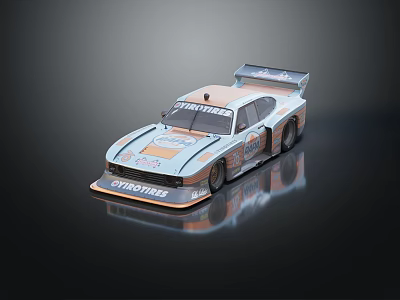 Strongbow Race Car With Light Blue Orange Livery Rear Spoiler And Aerodynamic Body 3d model
