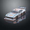 Strongbow Race Car With Light Blue Orange Livery Rear Spoiler And Aerodynamic Body