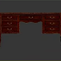 Classic Red Wooden Desk With Multiple Drawers And Carved Legs Design