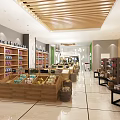 Modern Supermarket Department Store Interior With Shelves And Grocery Products