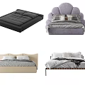 Modern Double Bed Designs With Upholstered Headboard Metal Frame And Various Styles 3d model