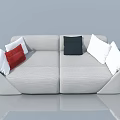 Modern Gray Sofa With Textured Surface And Colorful Cushions White Red Black 3d model