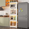 Modern Functional Kitchen Side Cabinet With Multi Layer Shelves For Storing Various Small Kitchen Appliances