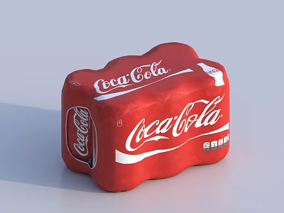 Red Coca-Cola Beverage Six Pack With Plastic Bottles For Cold Drinks 3d model