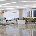Modern Dental Clinic Interior with Dental Chair TV Screen Mirror and Cabinet