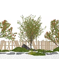 pomegranate tree crape myrtle tree triangle plum flowering plant fence terrain 3d model