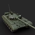 Green Military Tank With Long Cannon Barrel Turret Tracks And Antenna