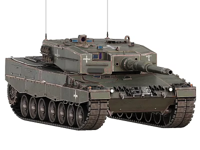 Military Tank With Main Gun Tracks Antennas And Camouflage Paint Design 3d model