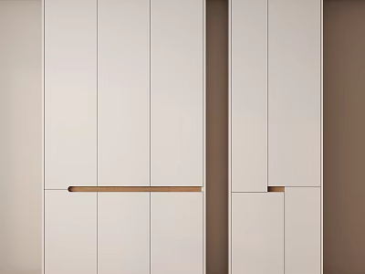 Modern White Decorative Cabinet With Sleek Minimalist Design And Brass Handles 3d model