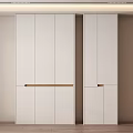 Modern White Decorative Cabinet With Sleek Minimalist Design And Brass Handles