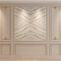 Luxurious Interior Background Wall with Marble Texture Golden Decorations and Symmetrical Lighting Design 3d model