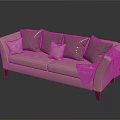 Neutral Colored Ivory Two-Seater Sofa with Soft Cushions and Gray Throw Blanket on Wooden Legs