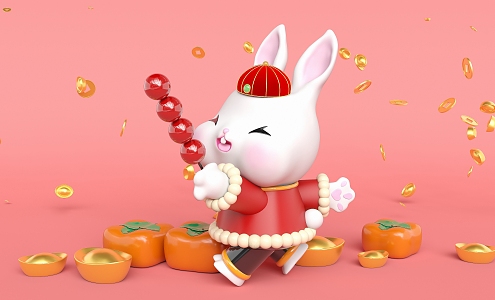 Modern Cartoon Scene Rabbit Year Creative Festive Cartoon 3d model