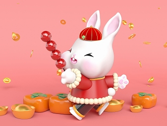 Modern Cartoon Scene Rabbit Year Creative Festive Cartoon 3d model