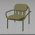 Modern Minimalist Beige Fabric Chair With Padded Seat Armrests And Curved Backrest