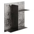 Modern Wall Cabinets With Dark Metal Finish And Layered Design On White Wall