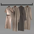 Stylish Beige Gray Hanging Clothes With Long Coats And Dress On Rod