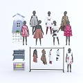 Modern Model Clothing Children's Clothing Skirt Jacket Short Skirt Children's Study Table Children's Model 3d model