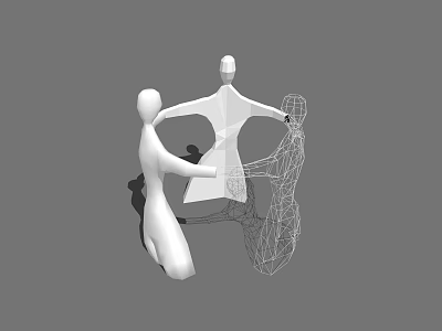 Modern Landscape Sculpture Featuring Human Figures in Interactive Poses and Various Forms 3d model