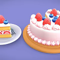 Delicious Fresh Layered Cream Cake Topped With Strawberries And Blueberries Sliced