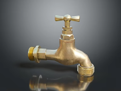 Brass Faucet With Classic Cross Handle And Vintage Design For Home Use 3d model
