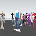 Modern Clothing Store Interior With Mannequins Clothing Displays Shelves And Plants