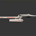 Spaceship Model White Circular Hull With Twin Cylindrical Engines Orange Accents And Detailed Structure