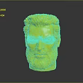 Realistic Man Head Model With Beard Short Hair And Grey Background