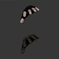 Human Hand Models in Brown and Black with Glowing Pink Fingertips on Grey Background