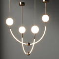 Stylish Modern Chandelier With Spherical Lamps And Glowing Curved Accents Design