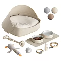 Cozy Pet Supplies Collection with Soft Bed Plush Toy Rope Toy Bowls Balls Collar and Accessories
