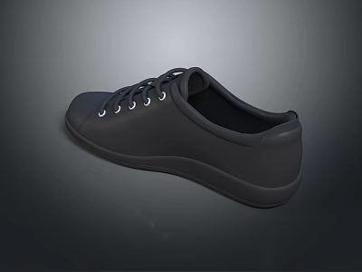 Black Low Top Casual Sports Shoes With Shoelaces Comfortable Design For Daily Wear 3d model