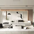 Modern Living Room Interior Design With White Sofa Coffee Table And Floor Lamp 3d model