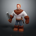 Red Haired Game Movie Character In White Shirt Brown Cloak With Sword Brown Gloves