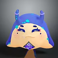 Cute Blue Purple Game Movie Character With Mushroom Head And Diamond Center