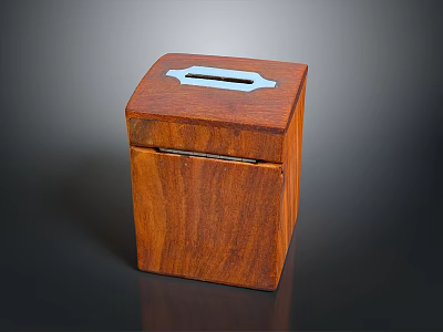 Elegant Solid Wooden Storage Box With Square Design Top Opening And Metal Accent 3d model