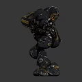 Mechanical Armored Humanoid Character With Intricate Metallic Structure And Warrior Design