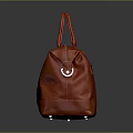 Orange Textured Leather Tote Bag With Top Handles And Spacious Design