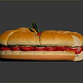 Delicious Ring Shaped Sandwich With Sesame Seeds Red Strawberry Green Leaves Tomato And Sausage