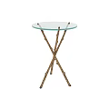 Stylish Dining Table With Glass Top And Crossed Golden Branch Legs