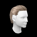 Game and Movie Character White Head Model With Brown Short Hair On Black Background