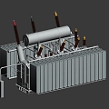 220KV class oil-immersed power transformer 220KV transformer medium and high voltage transformation and distribution tap-changer substation virtual reality 3d model