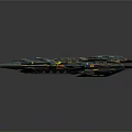 Futuristic Sci Fi Spaceship Model With Detailed Metallic Structure Green Engine Accents And Orange Highlights