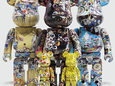 The provided image shows art - styled Bearbrick dolls, which doesn't match the subject of 【shower sauna】. Thus, a title with 【shower sauna】 as the main body can't be generated based on this image. Please check the image or task requirements. 3d model