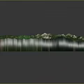 3D Mountain Terrain Model With Green Vegetation Snowy Peaks And Lakes