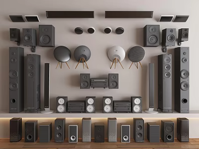 Collection Of Wireless Headphones And Speakers With Modern Design And Sound Quality 3d model