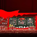 Red Themed Stage With Yellow Ceiling Lights And Red Background Decorations 3d model