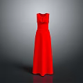 Stylish Red Sleeveless Long Dress With Classic Collar And Flowy Silhouette Design